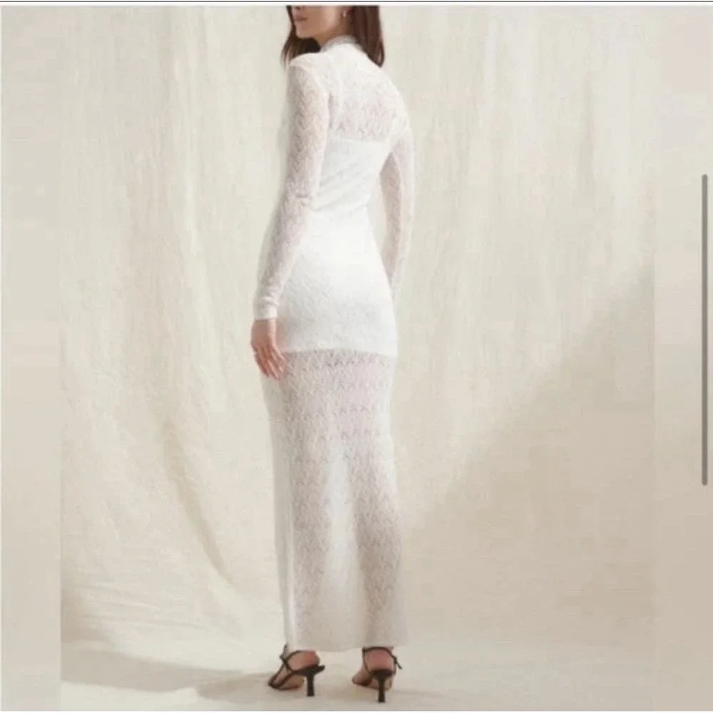 Abercrombie & Fitch Dress Womens XS Ivory Merino Wool Knit Mock Neck Maxi Bridal